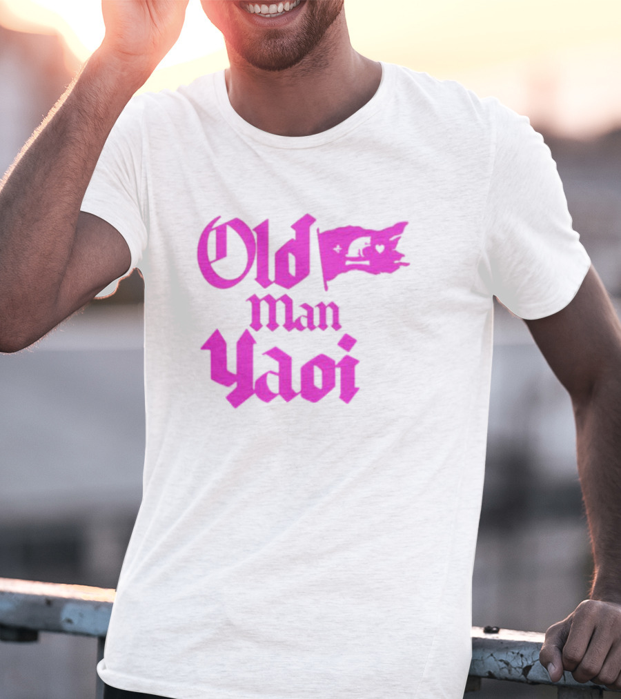 Old Man Yaoi Pink Gothic Text T-Shirt