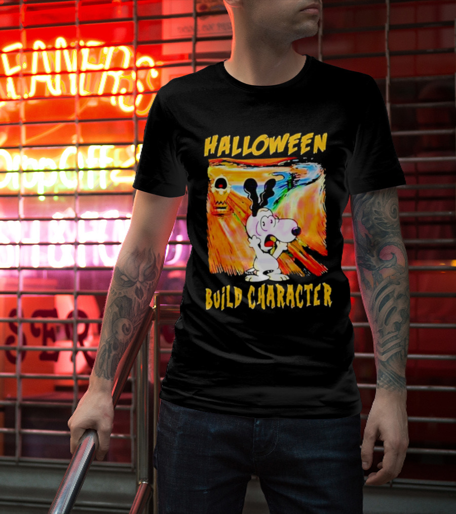 Halloween Build Character Snoopy Scream Painting T-Shirt