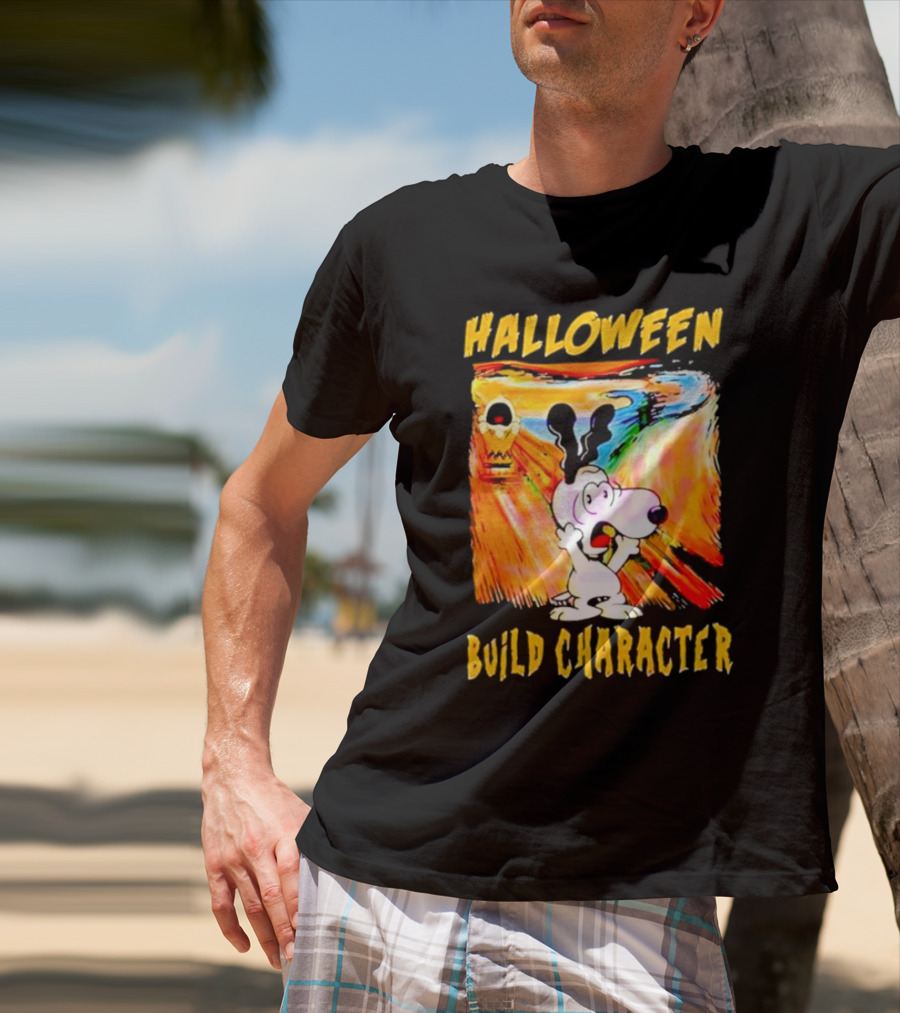 Halloween Build Character Snoopy Scream Painting T-Shirt