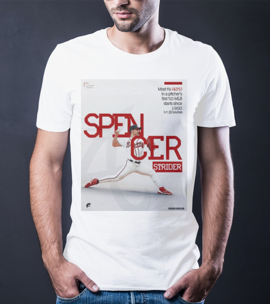 Spencer Strider Atlanta Braves Most Ks 435 In First 50 MLB Starts Since 1900 T-Shirt