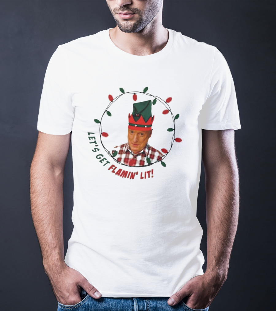 Let’s Get Flamin’ Lit Christmas Elf With Lights T-Shirt