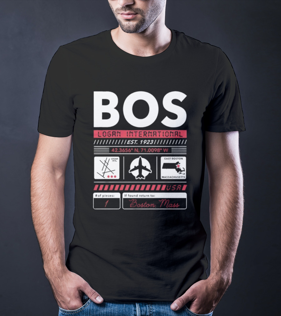BOS Logan International Airport Est. 1923 Boston Massachusetts USA T-Shirt