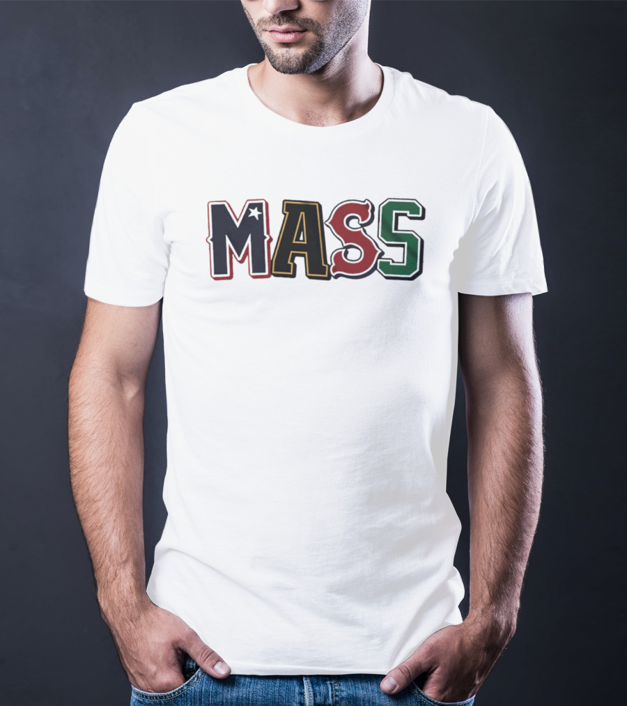 Mass Letter Logo In Multiple Colors T-Shirt