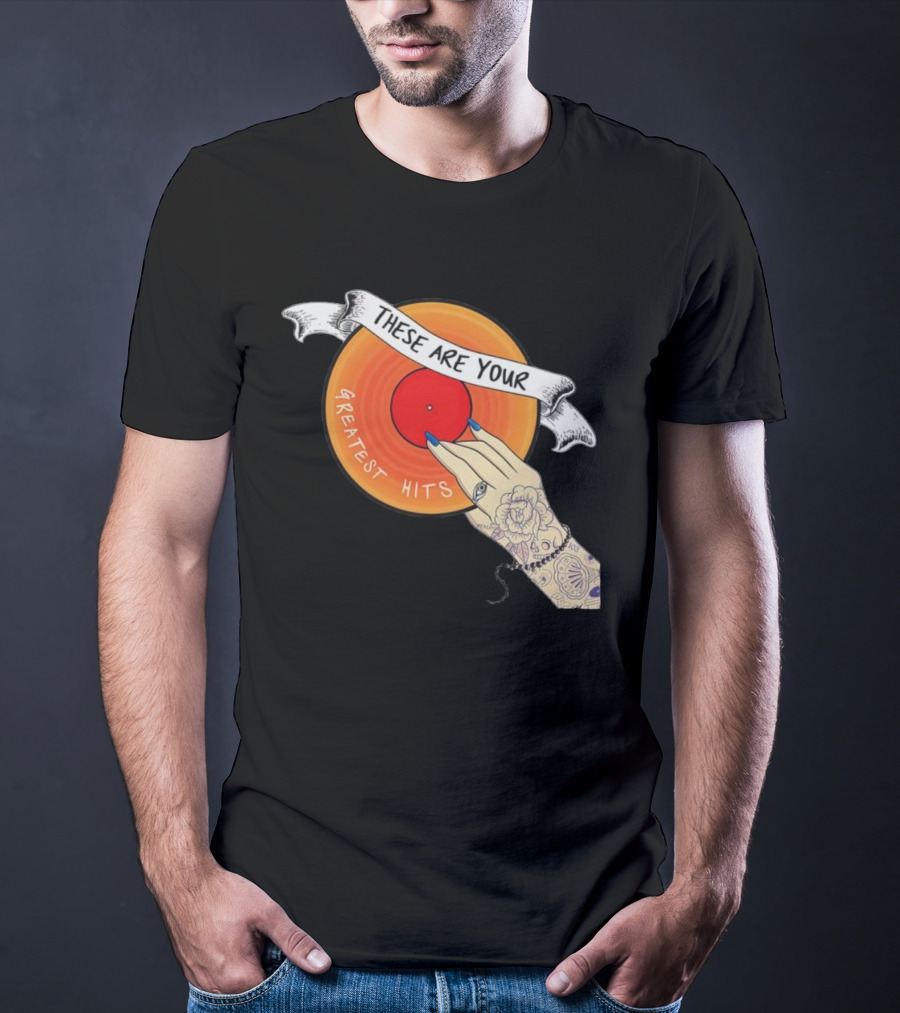 Men's Greatest Hits Vinyl Record Tattoo Hand T-Shirt
