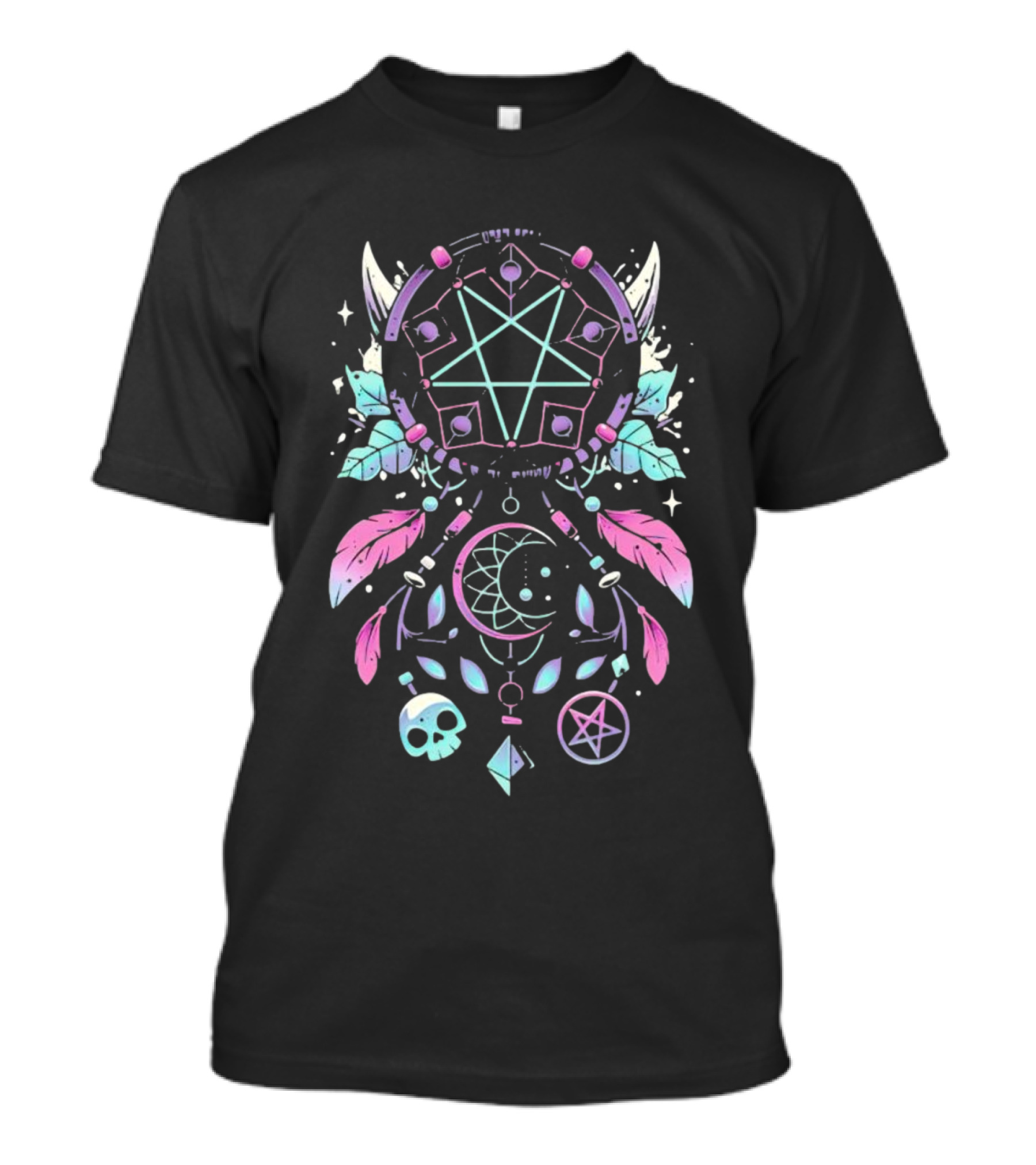 Nightmare Catcher Halloween Pentagram Skull Moon T-Shirt