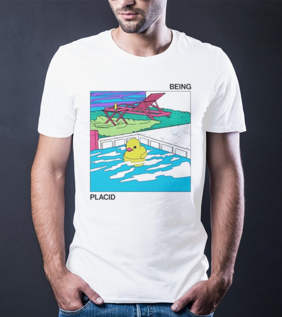 Being Placid Duck Pool Lounger Scene T-Shirt