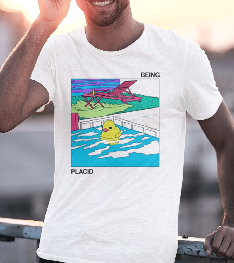Being Placid Duck Pool Lounger Scene T-Shirt
