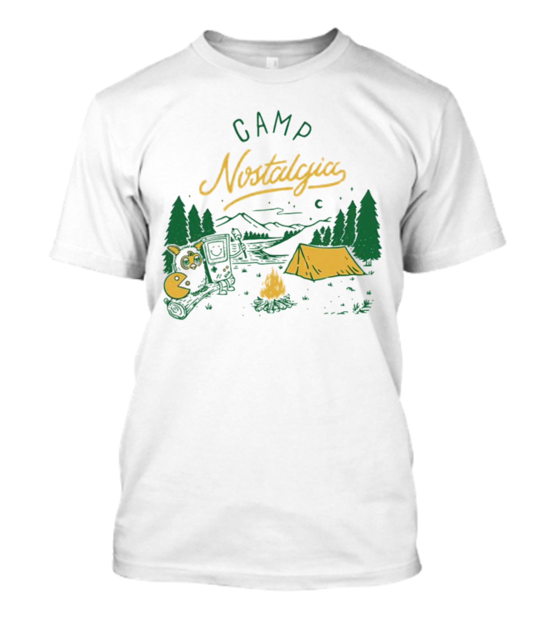 Camp Nostalgia Campfire Tent Forest Night Scene T-Shirt