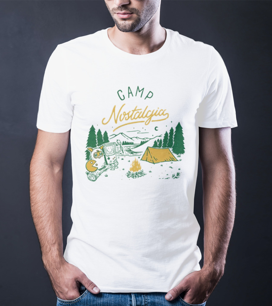 Camp Nostalgia Campfire Tent Forest Night Scene T-Shirt