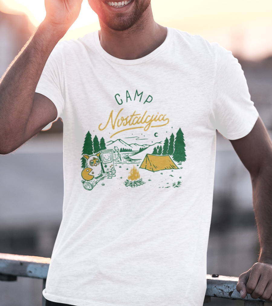 Camp Nostalgia Campfire Tent Forest Night Scene T-Shirt