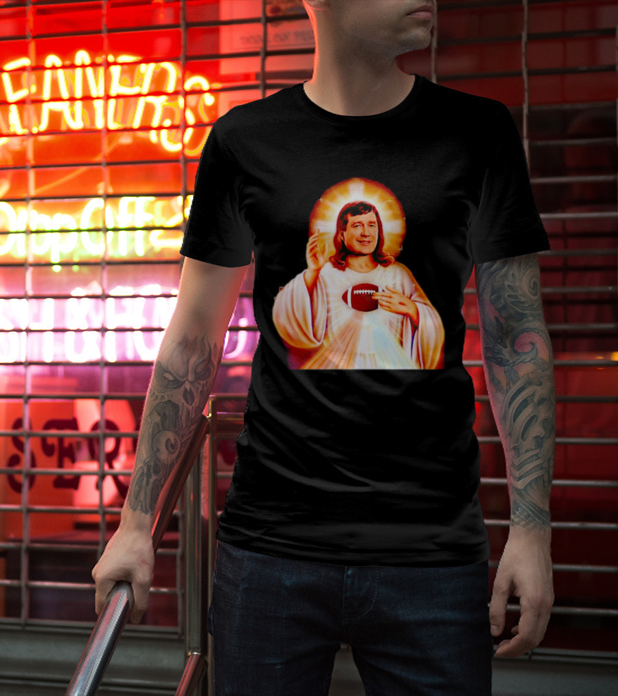 Church Of Smart Jesus With Football Halo T-Shirt