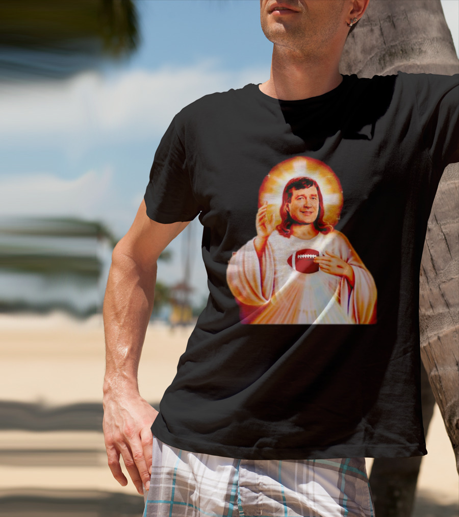 Church Of Smart Jesus With Football Halo T-Shirt