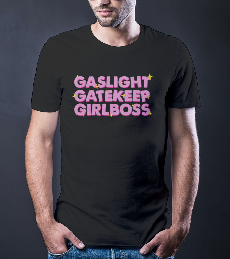 Gaslight Gatekeep Girlboss Pink Stars Trend T-Shirt