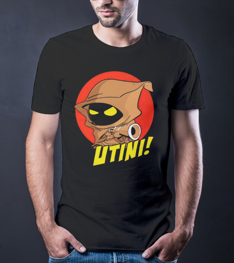 Jawa Star Wars Utini Character With Hood And Yellow Eyes T-Shirt