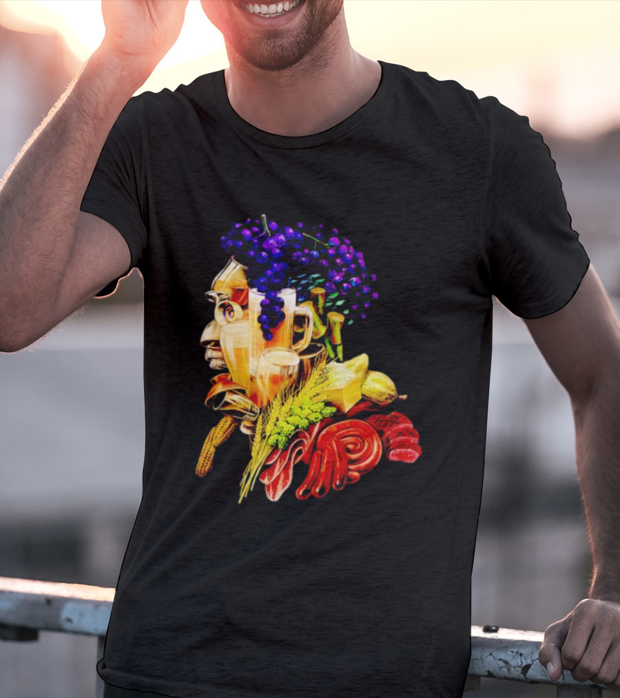 Toru Yano Damashie Baroque Food Face With Grapes And Wheat T-Shirt