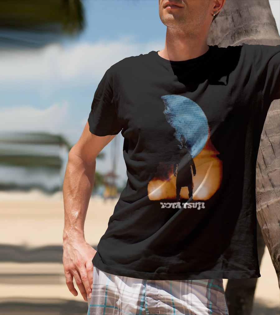 Yota Tsuji Moonrise Silhouette Against Orange And Blue Sky T-Shirt