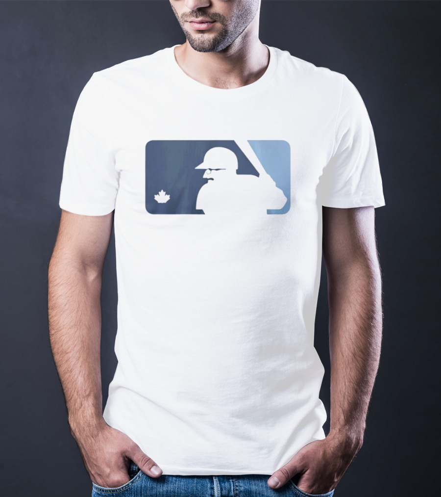 BlueJays Schneider Stache Batter Silhouette With Maple Leaf T-Shirt