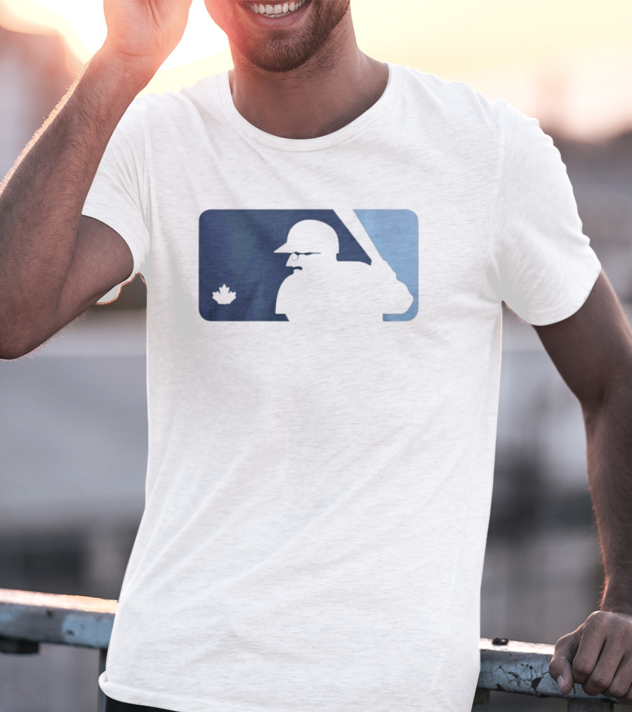 BlueJays Schneider Stache Batter Silhouette With Maple Leaf T-Shirt