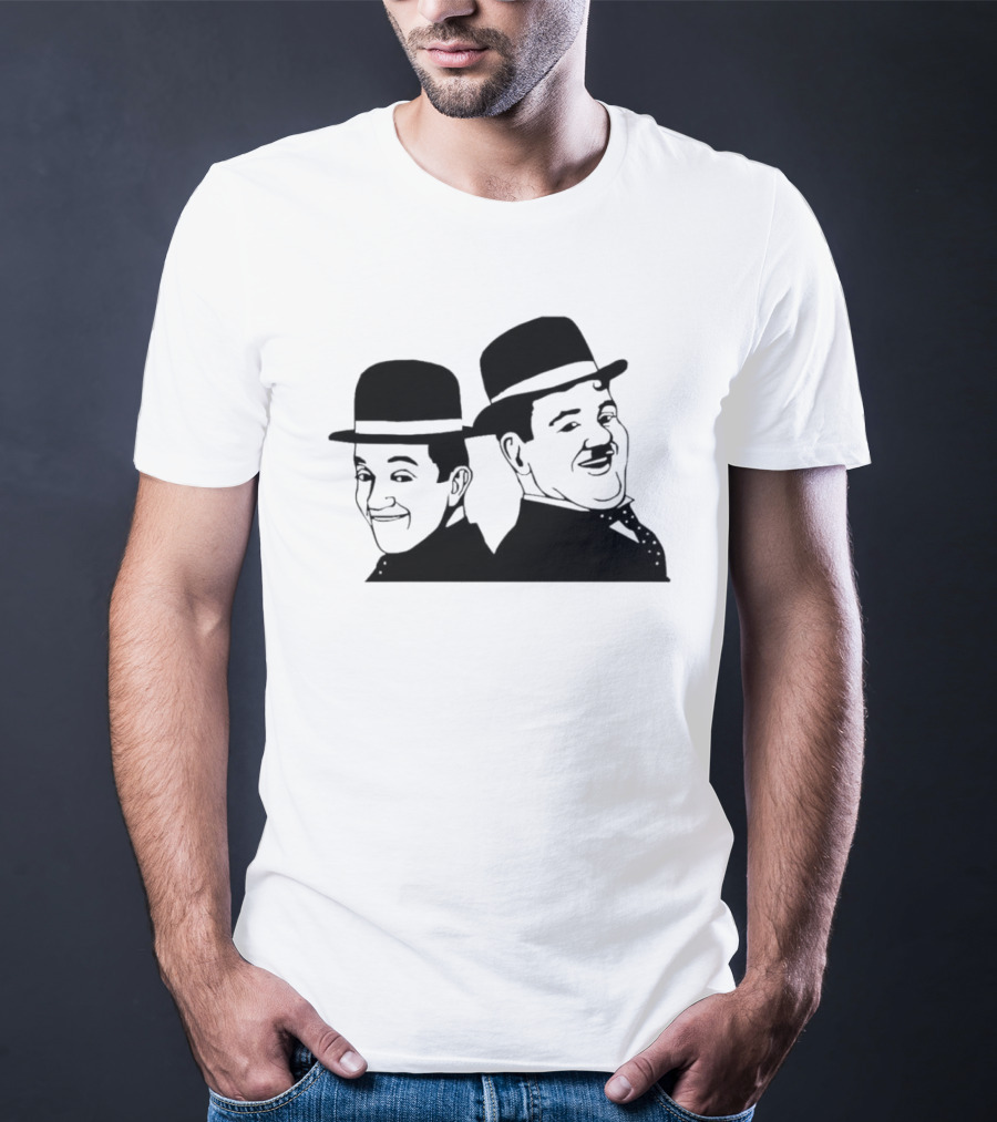 Laurel And Hardy Classic Film Comedy Duo Drawing T-Shirt