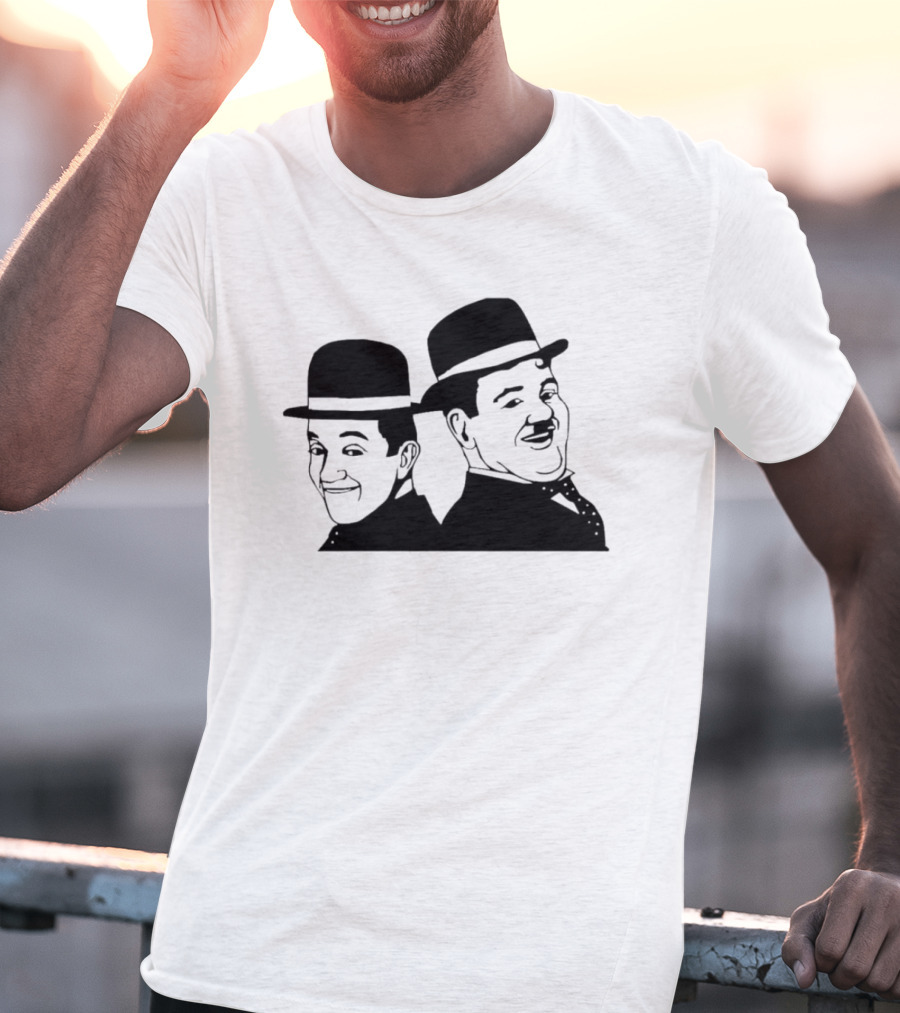 Laurel And Hardy Classic Film Comedy Duo Drawing T-Shirt
