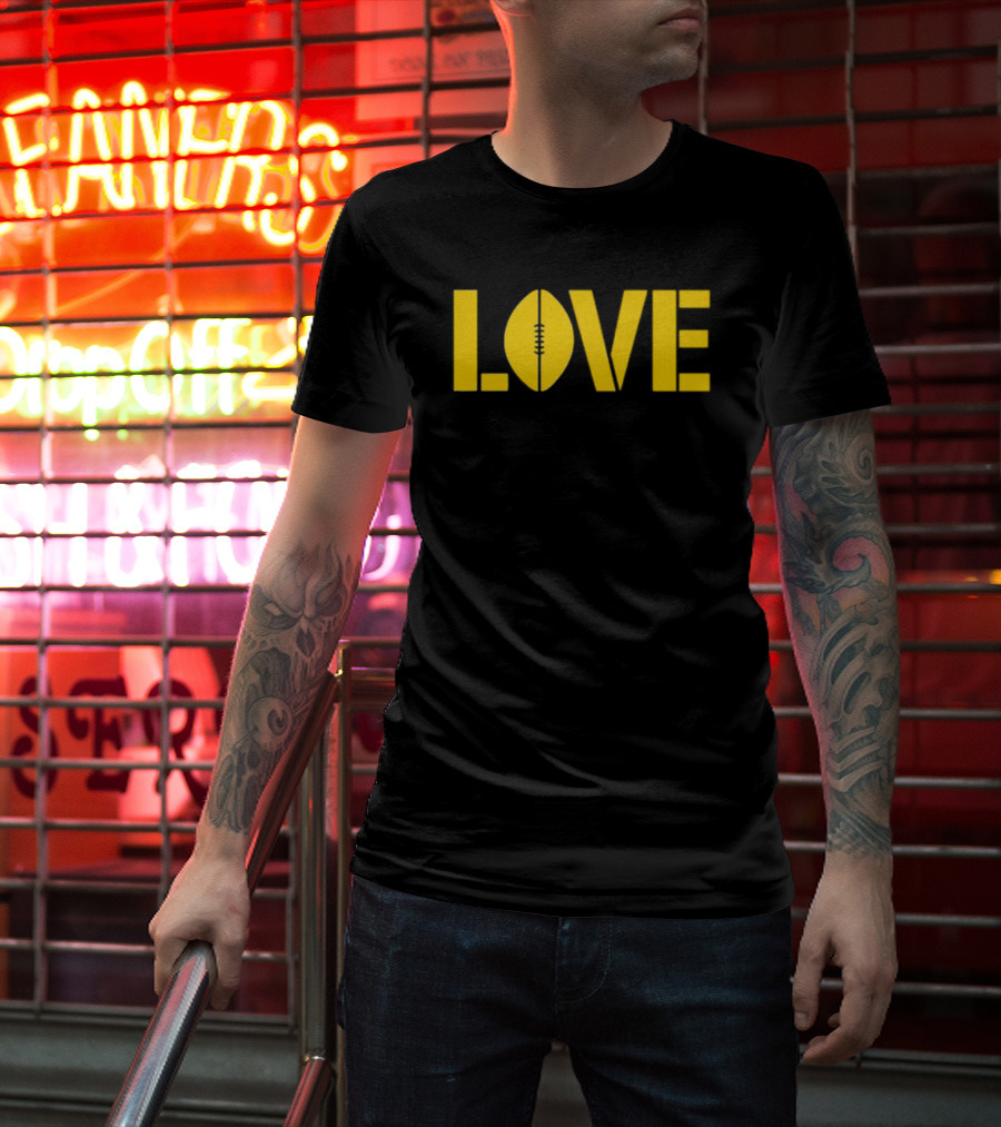 LOVE Football Vertical Stencil T-Shirt