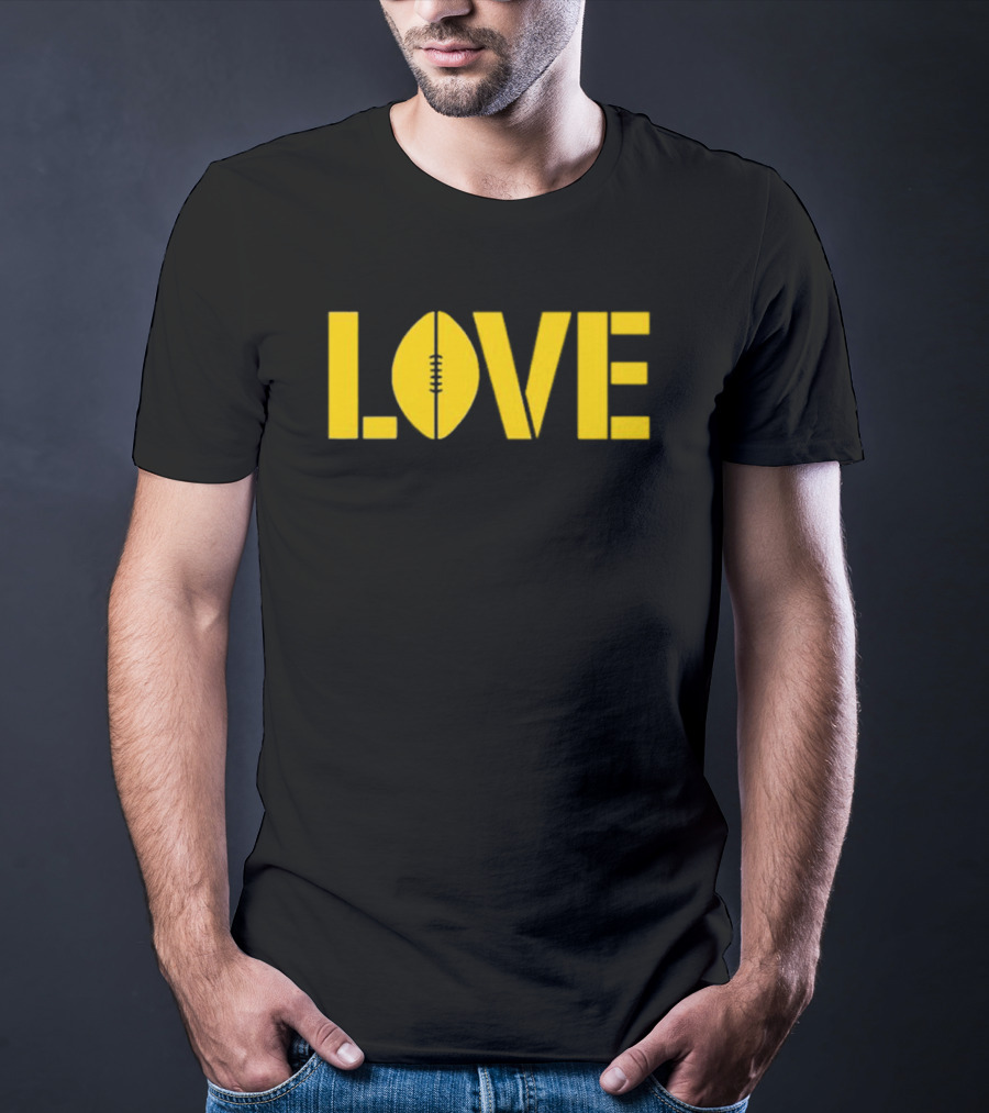LOVE Football Vertical Stencil T-Shirt
