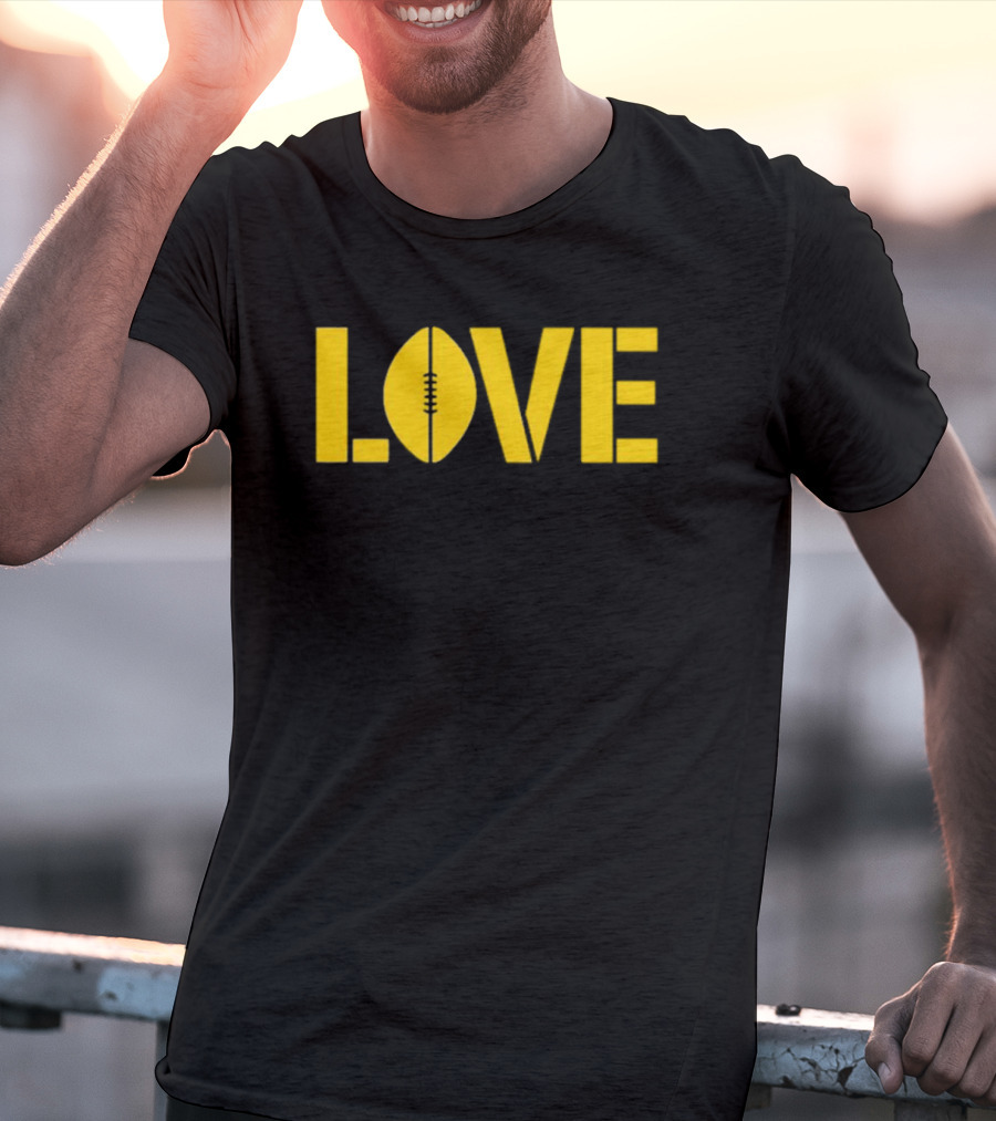 LOVE Football Vertical Stencil T-Shirt