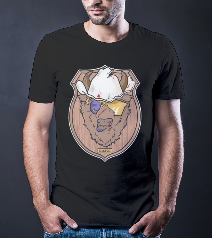 9/23/23 Cowboy Bison Face Shield T-Shirt