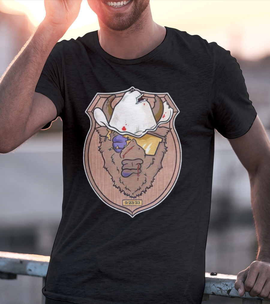 9/23/23 Cowboy Bison Face Shield T-Shirt