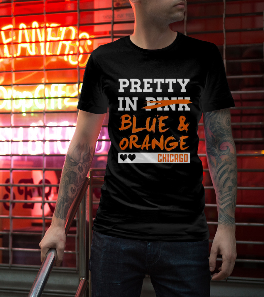 Pretty Blue And Orange Chicago Hearts T-Shirt