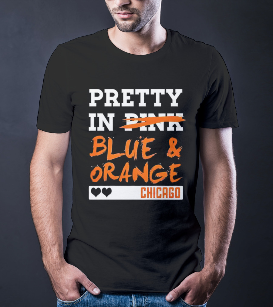 Pretty Blue And Orange Chicago Hearts T-Shirt