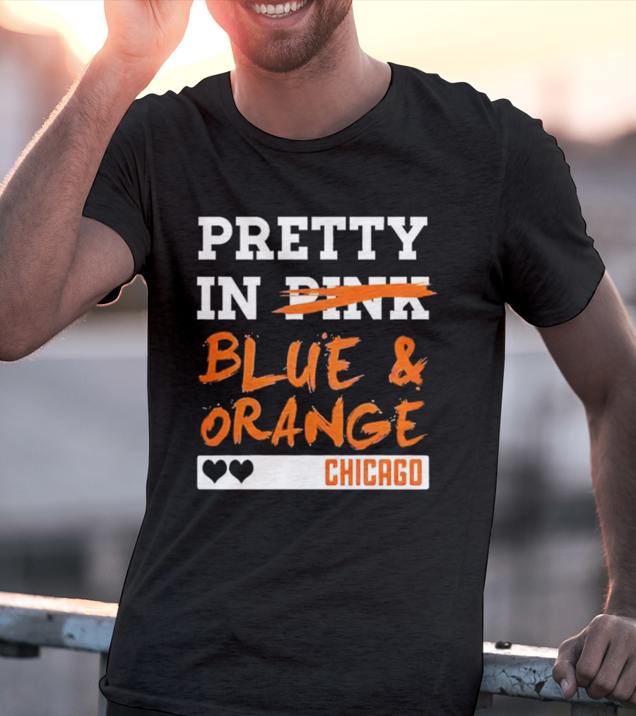 Pretty Blue And Orange Chicago Hearts T-Shirt