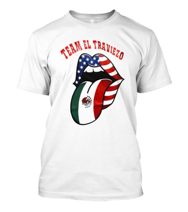 Team El Traviezo American Flag Lips Mexican Flag Tongue T-Shirt