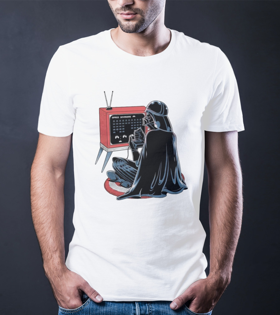 Darth Vader Playing Space Invaders Retro Gaming Scene T-Shirt