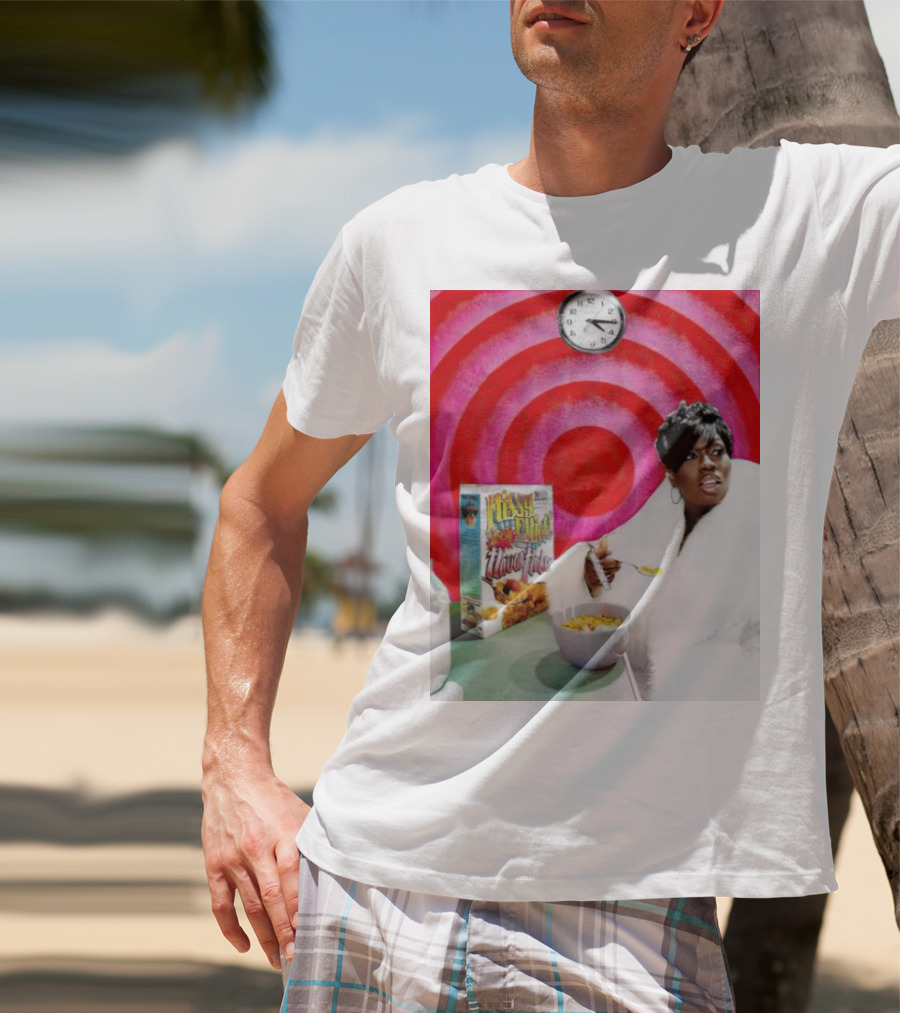 Missy Elliott Flav•O•Fleks Cereal With Red Spiral Clock Background T-Shirt