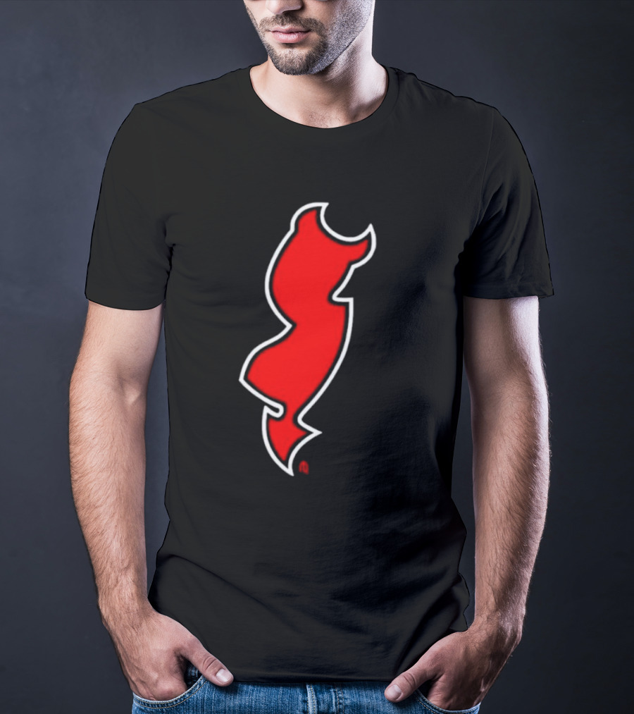 NJ Devils Inspired Red Silhouette Tail T-Shirt
