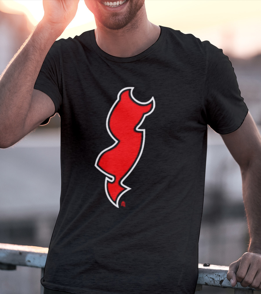 NJ Devils Inspired Red Silhouette Tail T-Shirt