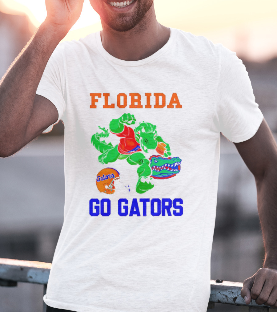 Florida Gators Go Gators Football Alligator With Gators Helmet T-Shirt