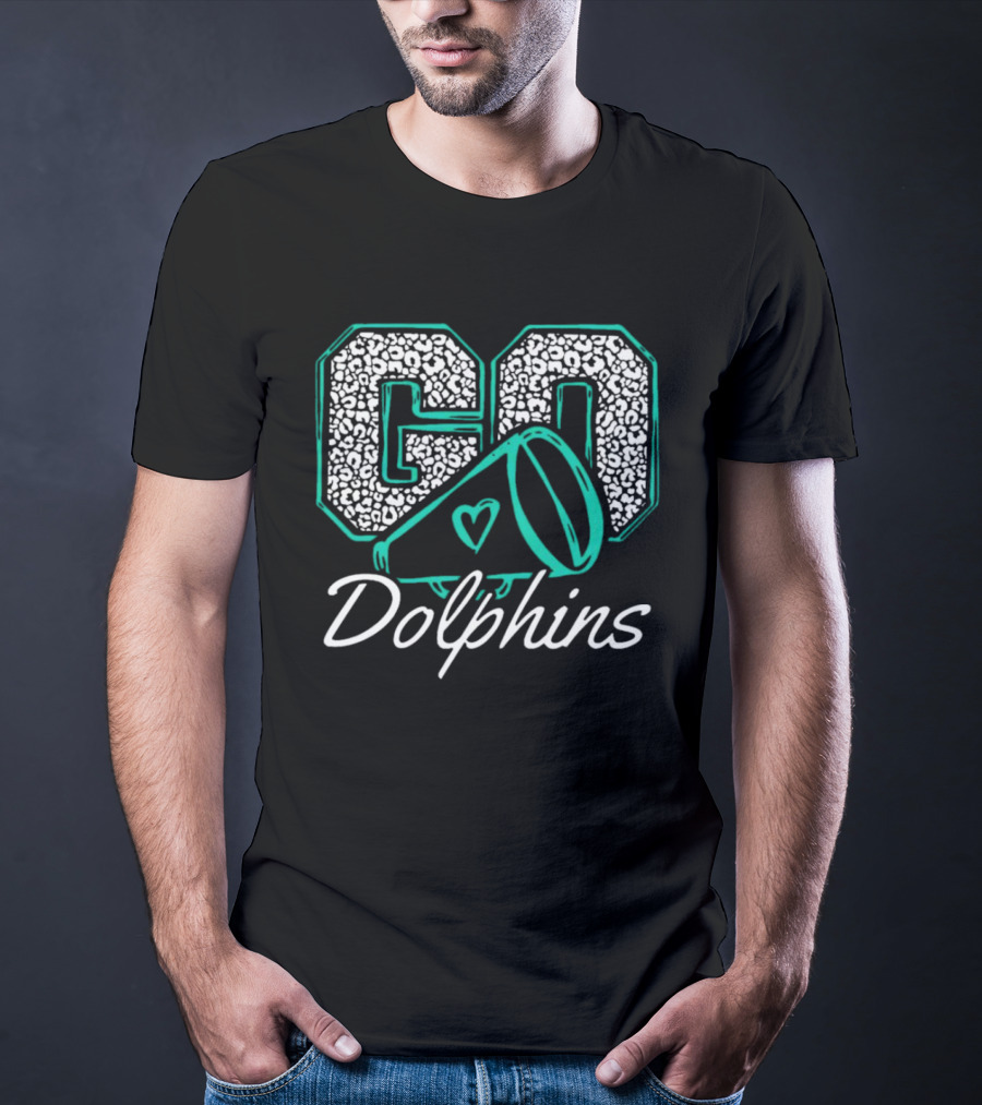 GO Dolphins Cheer Megaphone Heart T-Shirt
