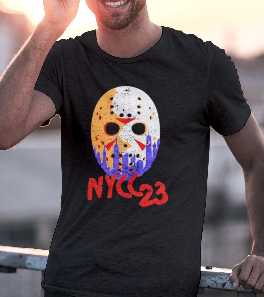 NYCC 23 Jason Voorhees Hockey Mask Skyline T-Shirt