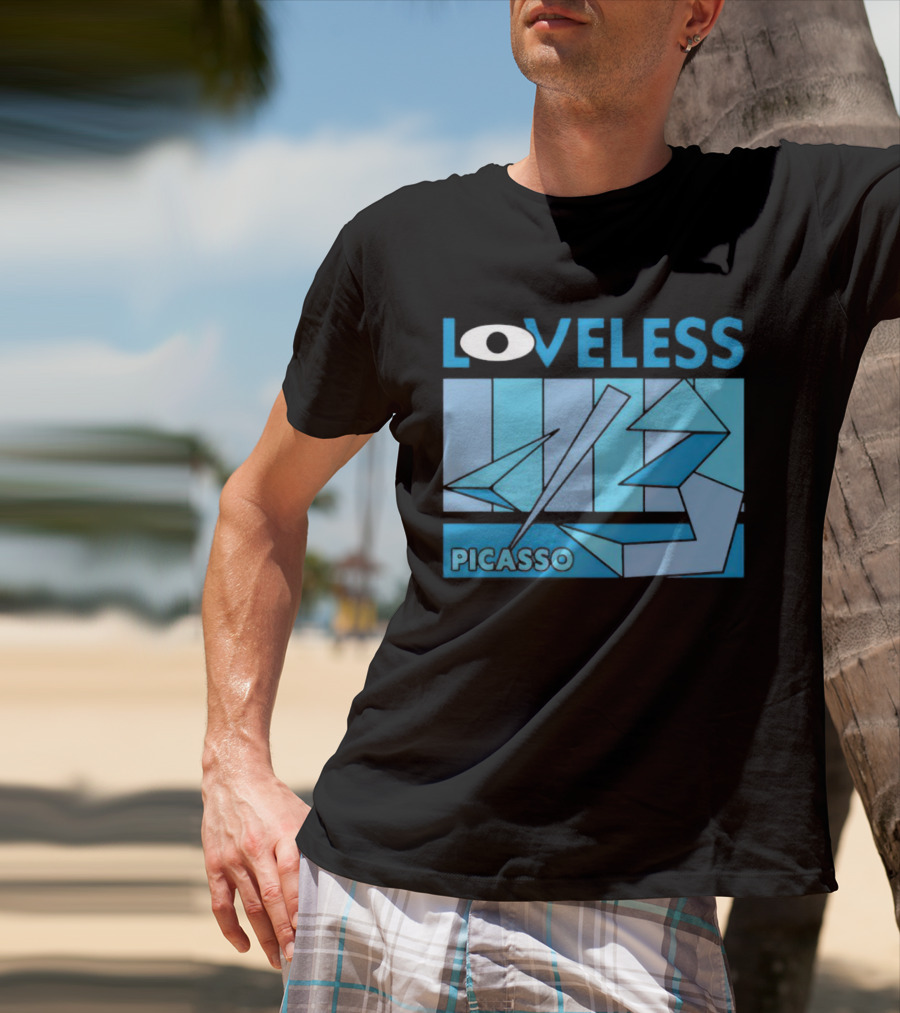 Loveless Picasso Abstract Eye Blue Geometric T-Shirt