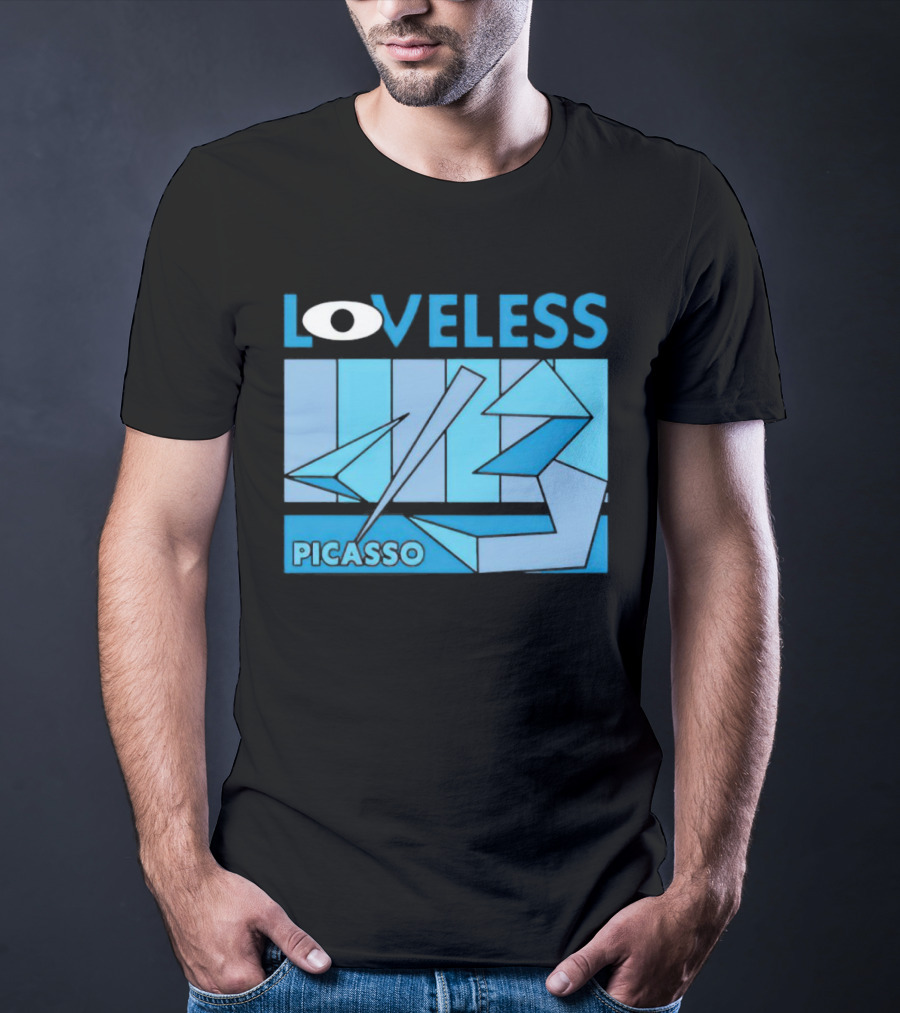 Loveless Picasso Abstract Eye Blue Geometric T-Shirt