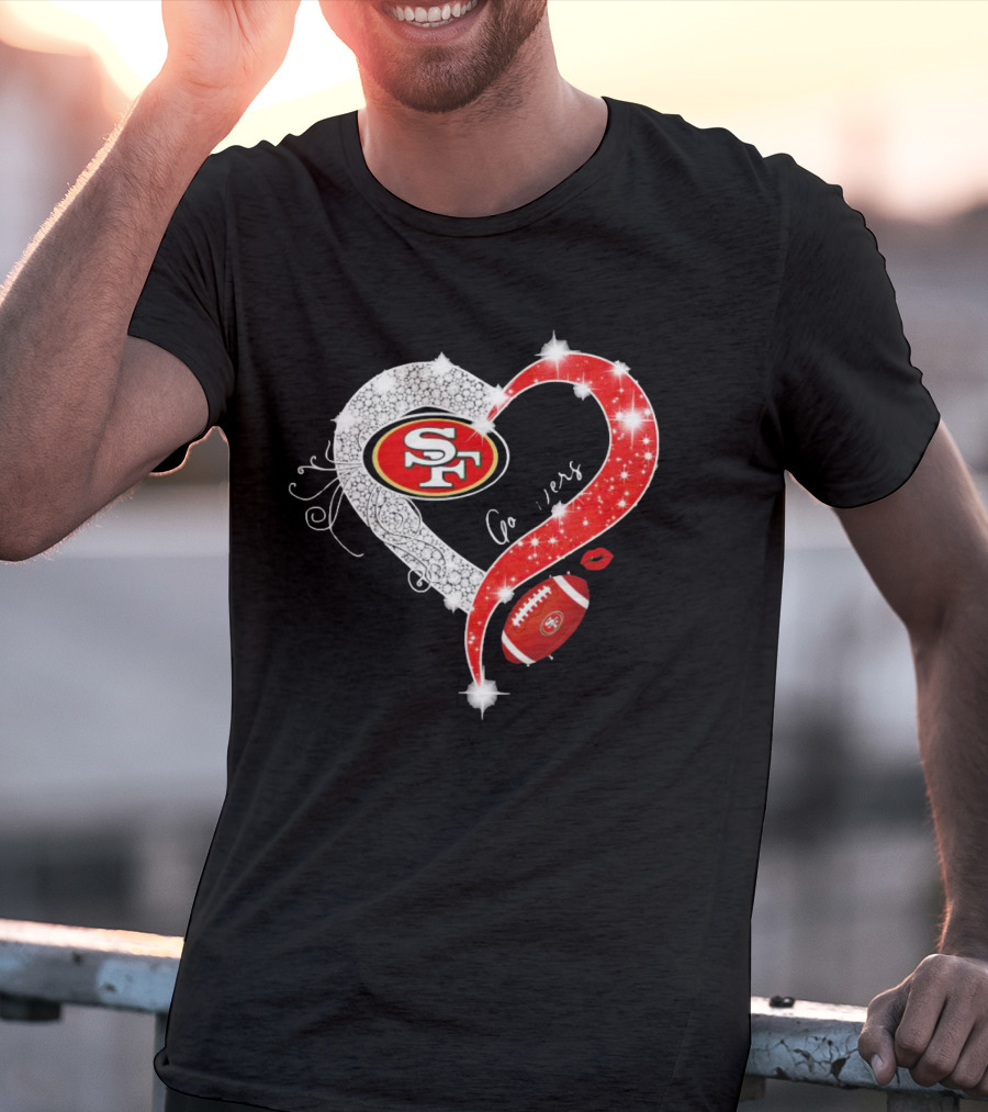 San Francisco 49ers Heart Diamond Blink Football 49ers T-Shirt