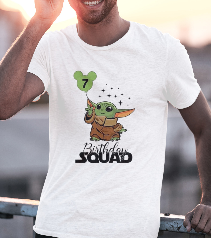 Baby Yoda Star Wars Birthday Squad 7 T-Shirt