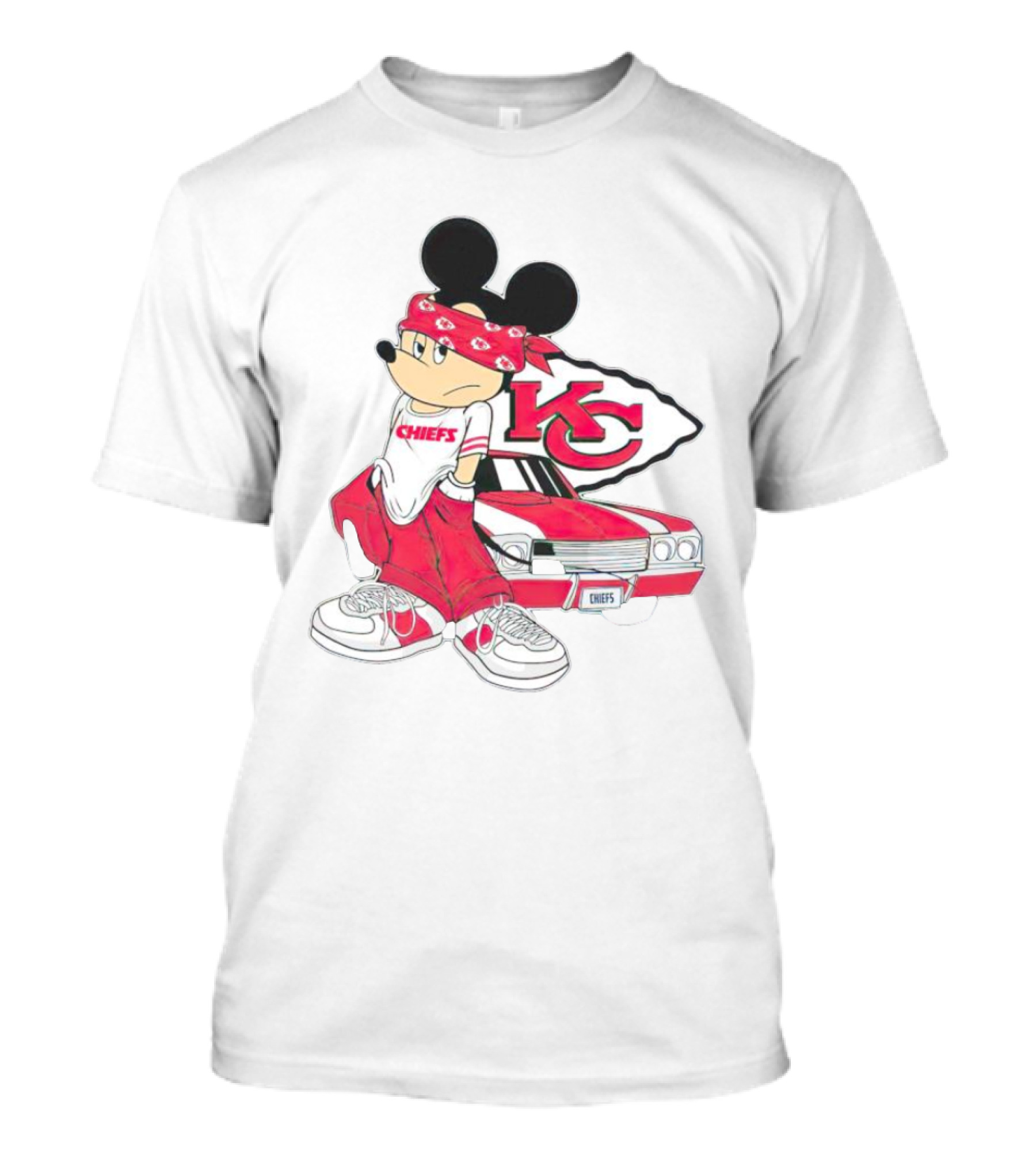 Mickey Mouse Chiefs KC Car Posing Kansas City Chiefs T-Shirt