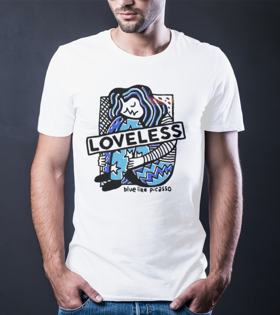 Loveless Blue Like Picasso Stars And Zigzags T-Shirt