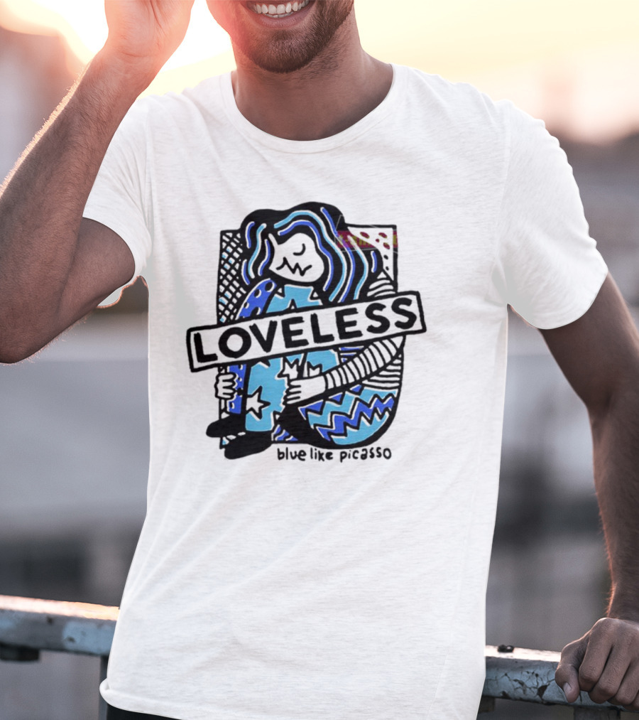 Loveless Blue Like Picasso Stars And Zigzags T-Shirt