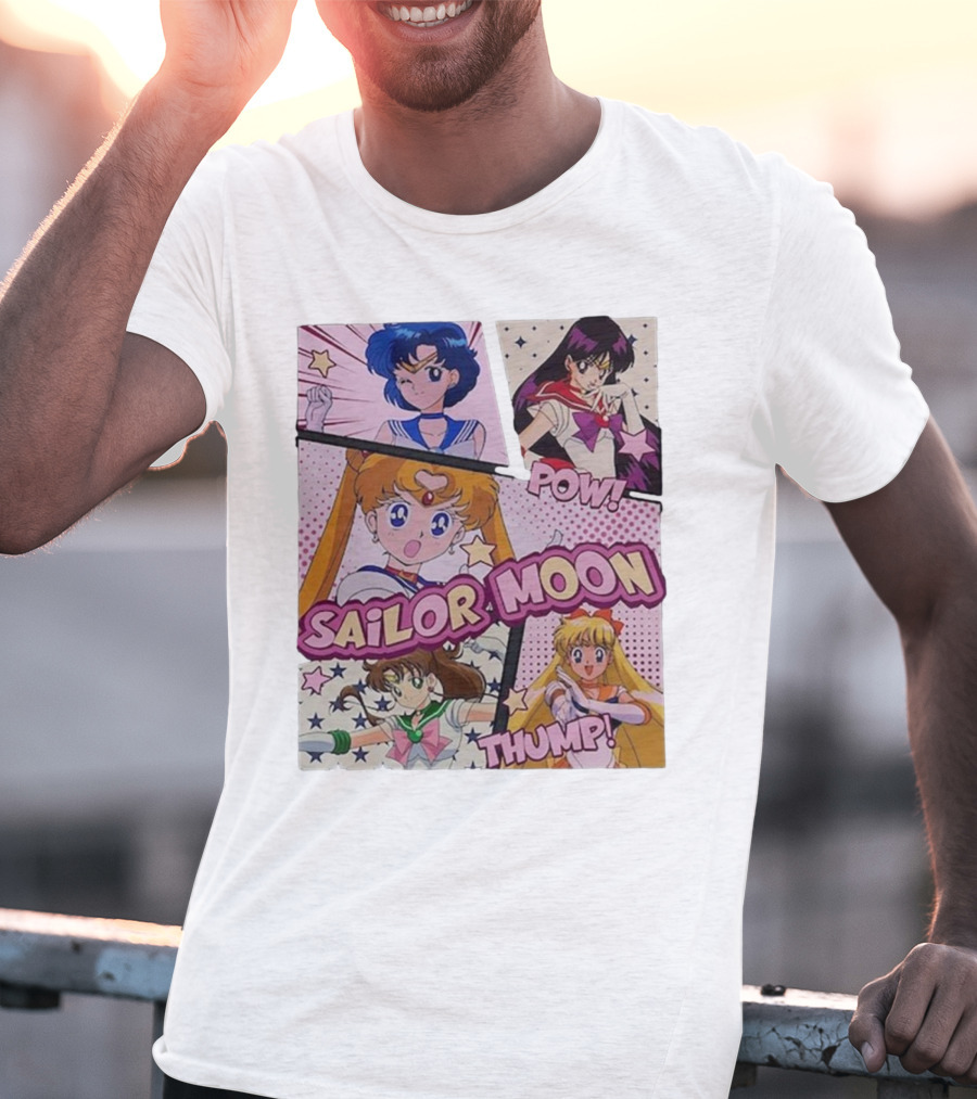 Sailor Moon Pow Thump Vintage Style With Sailor Moon Characters T-Shirt