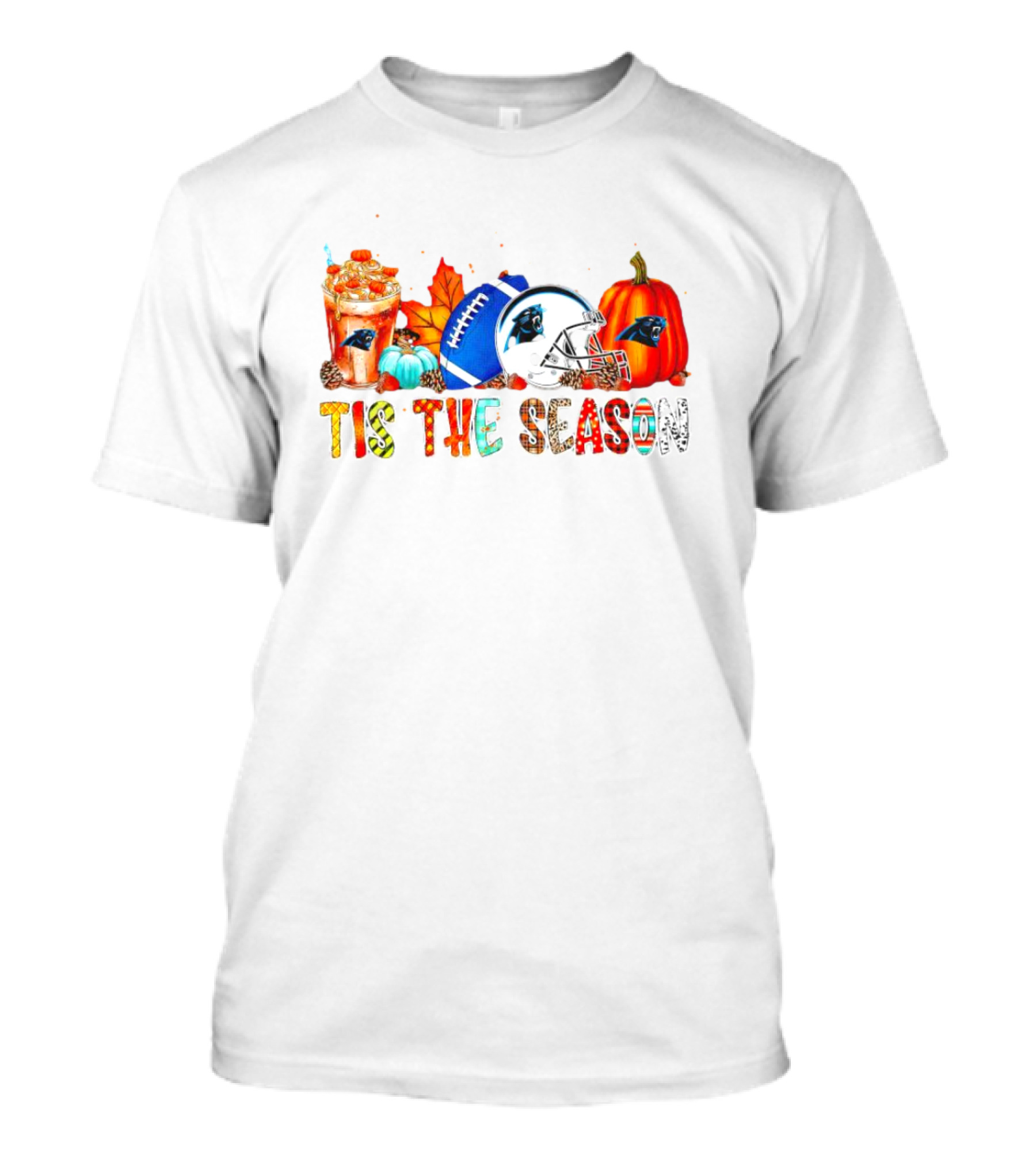 Carolina Panthers Tis The Season Halloween Football Pumpkins Fall Decor T-Shirt