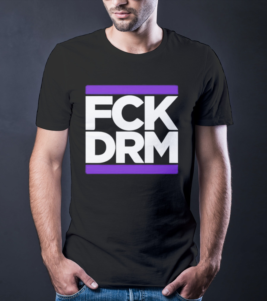 FCK DRM White Text On Purple T-Shirt